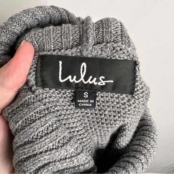 Lulu's Womens Size Small Coffee Date Grey Turtleneck Midi Sweater Dress Knit - Picture 8 of 13